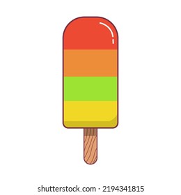 Ice cream illustration. Cute colorful ice cream cartoon illustration