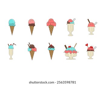 Ice Cream Illustration Element Set