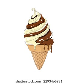 Ice cream illustration, fashionable, linear style