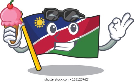 with ice cream illustration flag namibia isolated with cartoon