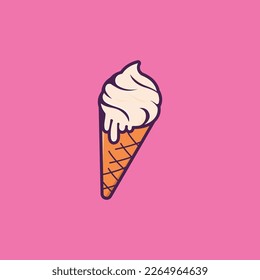 Ice Cream Illustration Flat Design with Simple Vector Concept.