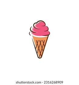 Ice Cream Illustration Flat Design with Simple Vector Concept.