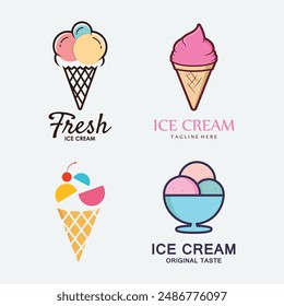 Ice Cream Illustration Flat Design with Simple Vector Concept.