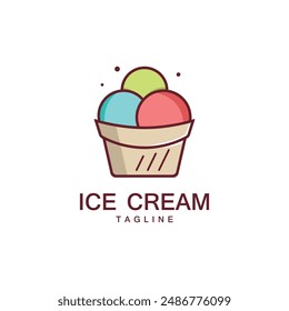 Ilustración de helado Diseño plano con concepto de Vector simple.