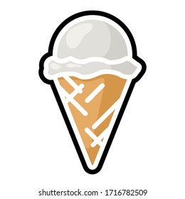 Ice cream illustration. Ice cream flat icon or sticker. Vector.