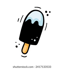 Ice cream illustration. Hand drawn Ice cream. Fast food illustration in doodle style. Sketch of Ice cream. Colorful Ice cream drawn with felt tip pen. Vector illustration