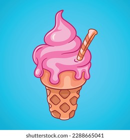 Ice Cream illustration. Ice-cream in cup. Hand-drawn vector illustration