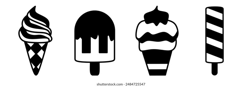 Ice cream illustration. Ice cream icon vector set. Design for business. Stock vector.