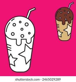 Ice cream illustration in line form, suitable for children's coloring books