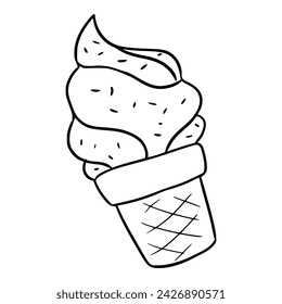 ice cream illustration Outline Sketch hand drawn vector	