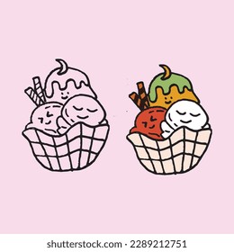 
ice cream illustration in simple style