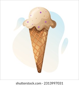 ice cream illustration sprinkled. sweet food icon concept isolated . flat cartoon style