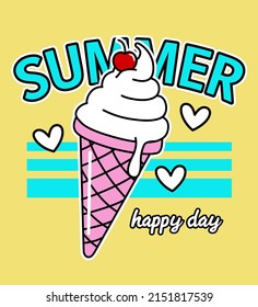 
ICE CREAM ILLUSTRATION AND SUMMER TEXT