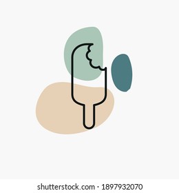 Ice cream illustration, three-color icon. Suitable for branding, website elements, logo.