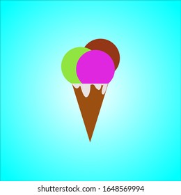 Ice cream illustration of various flavors on blue background.