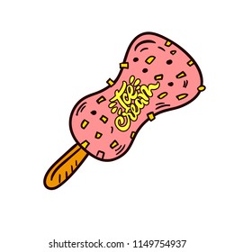Ice cream illustration. Vector colored sign. Design for store.