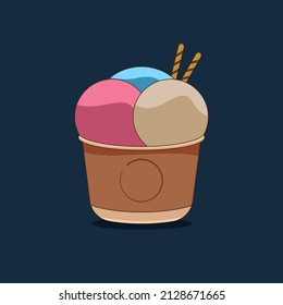 Ice cream illustration vector design can be used for an ice cream business as a brand logo, sticker or logo embroidered.