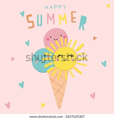 ice cream illustration vector design for kids tee