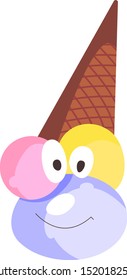 Ice cream, illustration, vector on white background.