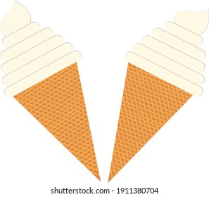 Ice cream, illustration, vector on a white background.
