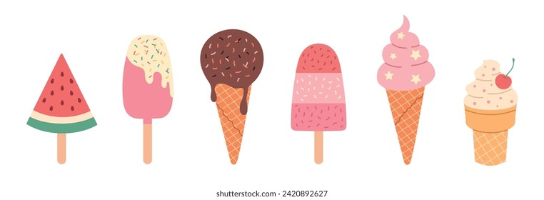 Ice cream illustration vector set