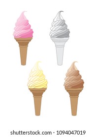 Ice cream illustrations isolated on white