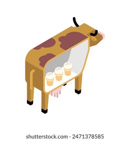 Ice cream inside cow. Cow and dairy products. Production of food from cows.