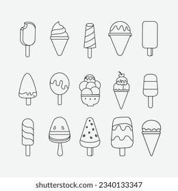 ice cream interior design outline vectore