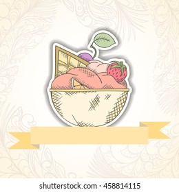 Ice cream invitation card can be used for holiday cards, wedding invitation, postcard or website. Birthday party invitation. Holiday concept. Menu template