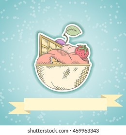 Ice cream invitation card can be used for holiday cards, wedding invitation, postcard or website. Birthday party invitation. Holiday concept. Menu template