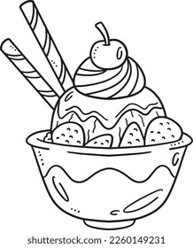 Ice Cream Isolated Coloring Page for Kids