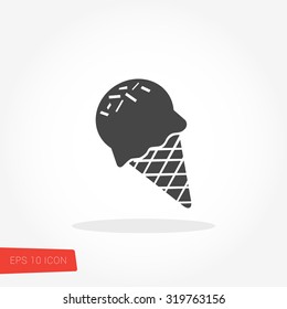Ice Cream Isolated Flat Web Mobile Icon / Vector / Sign / Symbol / Button / Element / Silhouette
