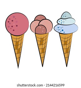 Ice cream. Isolated objects on a white background. Creamy, chocolate, berry ice cream