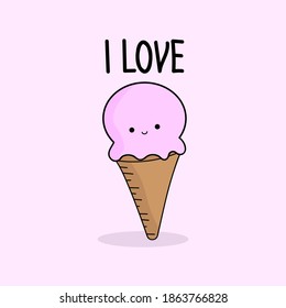 ice cream isolated on pink background. This design is suitable for printing on t-shirts or printed as merchandise.