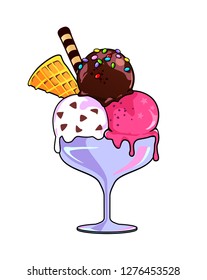 Ice cream isolated on a white background, illustration of ice cream
