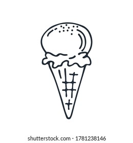 Ice cream isolated on white background. Vector illustration Hand drawn style. Design element for sticker, booklet, leaflet, poster.