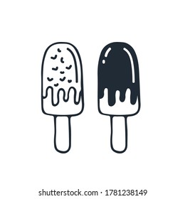 Ice cream isolated on white background. Vector illustration Hand drawn style. Design element for sticker, booklet, leaflet, poster.