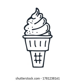 Ice cream isolated on white background. Vector illustration Hand drawn style. Design element for sticker, booklet, leaflet, poster.