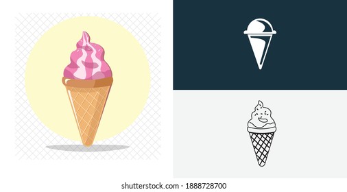 Ice cream isolated vector icon. line, solid food design element. Ice cream vector icon. food design element. Ice cream