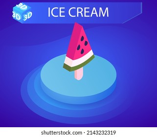 Ice cream isometric design icon. Vector web illustration. 3d colorful concept