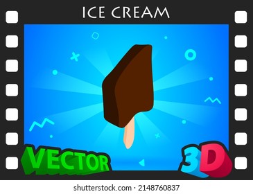 Ice cream isometric design icon. Vector web illustration. 3d colorful concept