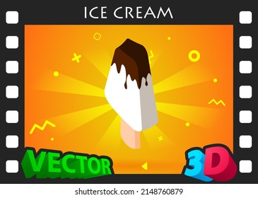 Ice cream isometric design icon. Vector web illustration. 3d colorful concept