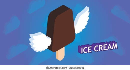 Ice cream isometric design icon. Vector web illustration. 3d colorful concept