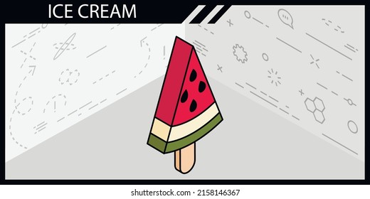 Ice cream isometric design icon. Vector web illustration. 3d colorful concept
