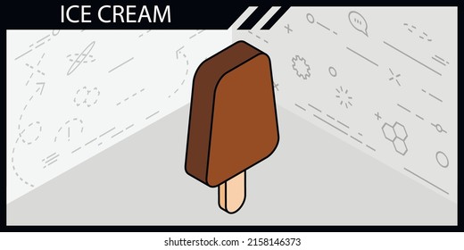 Ice cream isometric design icon. Vector web illustration. 3d colorful concept