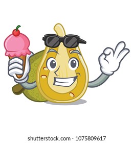 With ice cream jackfruit character cartoon style