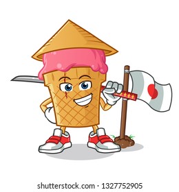 ice cream japan culture mascot vector cartoon illustration