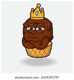 Ice cream With Jealous expression. Mascot cartoon character for flavor, strain, label and packaging product. Vector Illustration