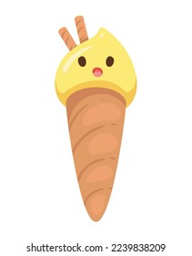 ice cream kawaii comic character