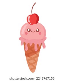 ice cream kawaii comic character